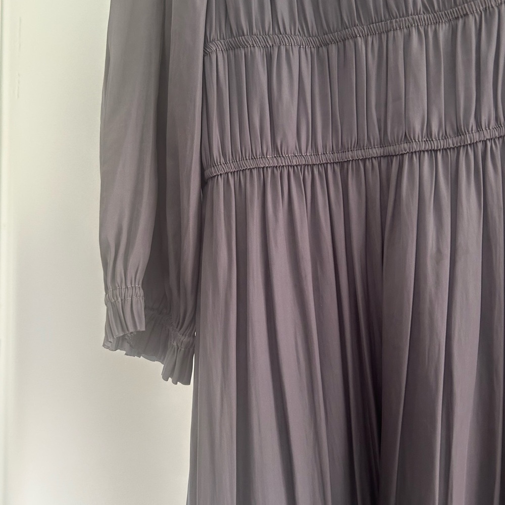 Gerard Darel Gray/dark smocked tiered rouched silver dress - Picture 2 of 6